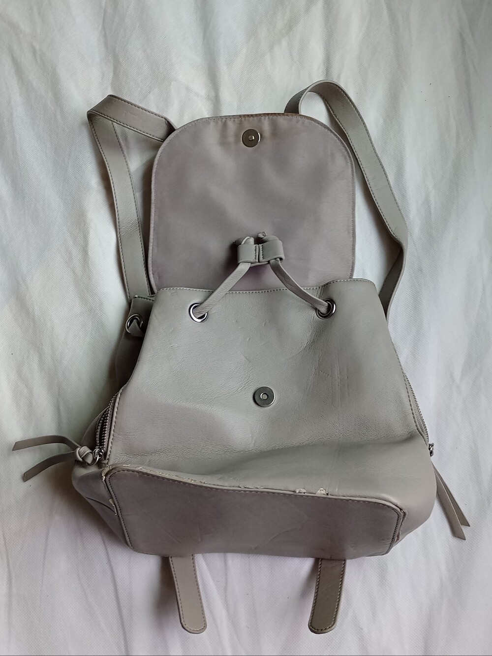 Forever 21 Light Gray Drawstring Backpack